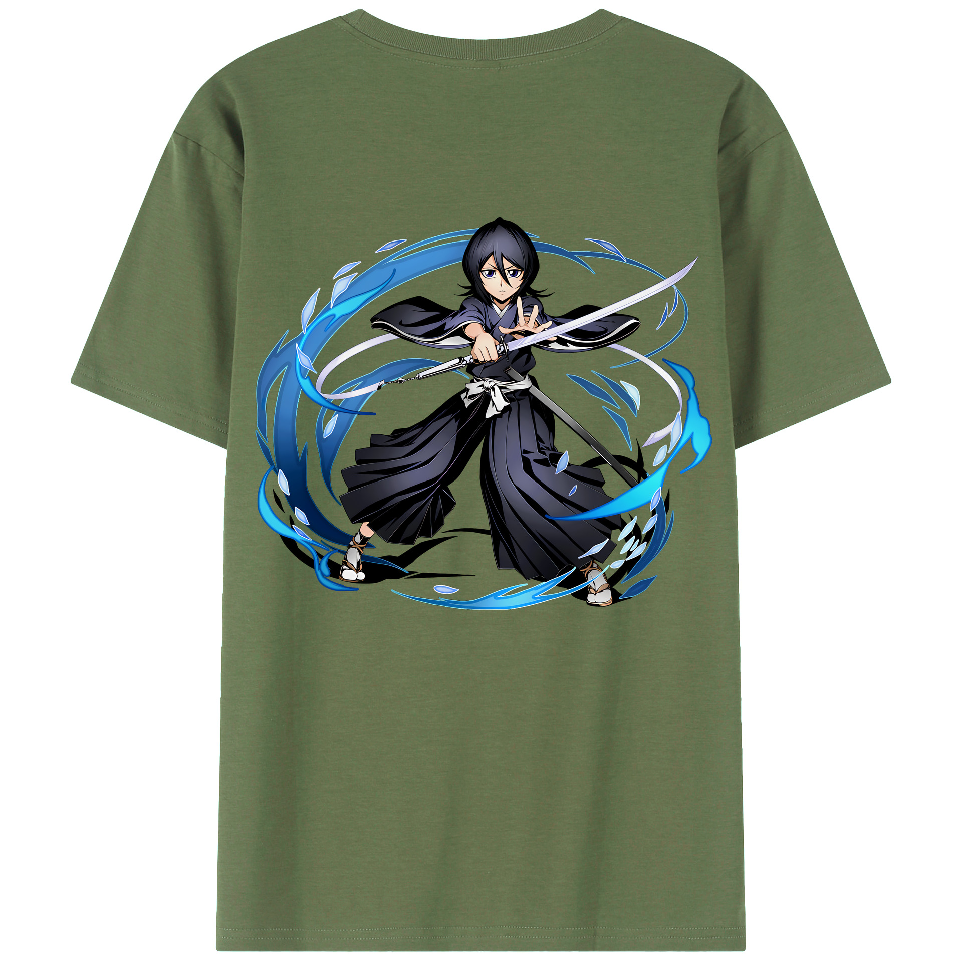 （画像用） ブリーチ 朽木ルキア BLEACH Kuchiki Rukia 綿100％ メンズ半袖Tシャツ（バックプリント） 通気性